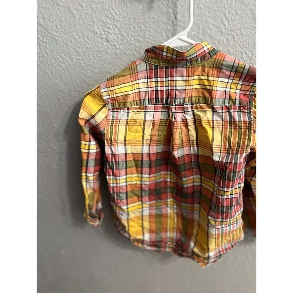 Boys Ralph Lauren blue yellow Plaid  long sleeve Button Up‎ size 7